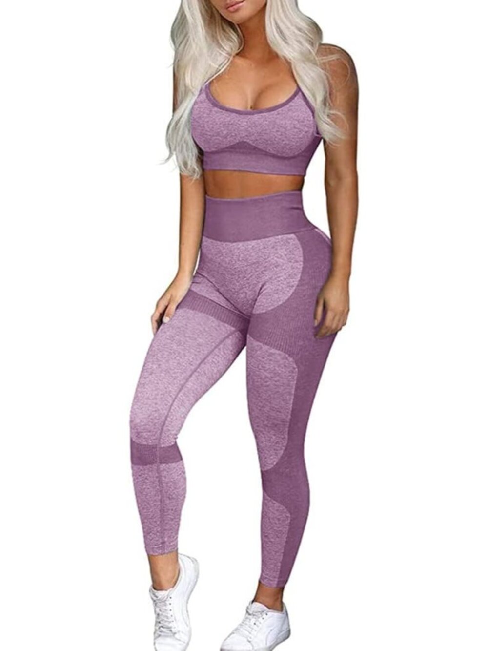 Seamless 2-Piece Women's Workout Set - Criss-Cross Sports Bra & Leggings